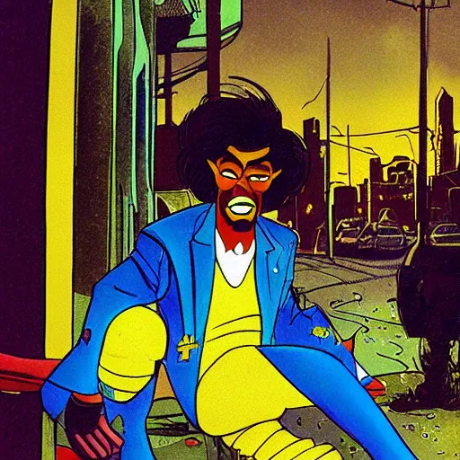 Image similar to a portrait of a character in an urban environment by Ralph Bakshi