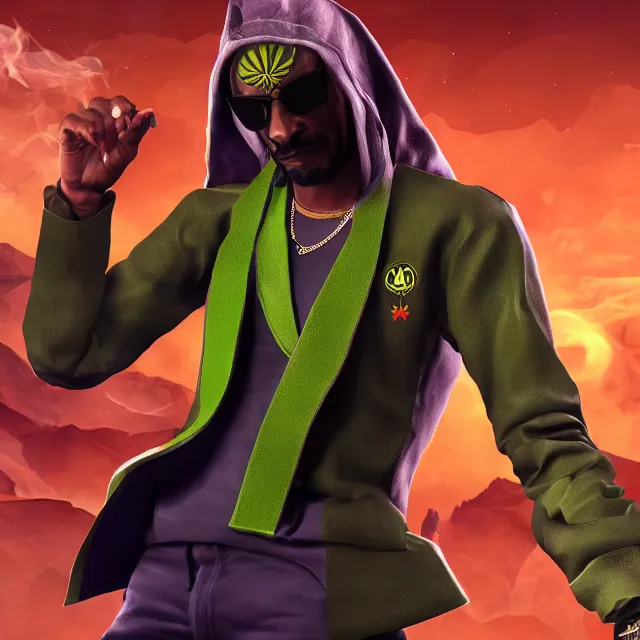 Image similar to snoop dogg cannabis in mortal kombat, character, videogame render, 4 k, artstation