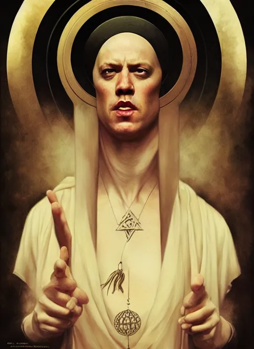 Image similar to channing tatum as aleister crowley the grand mage of thelema. art by tom bagshaw and nils hamm