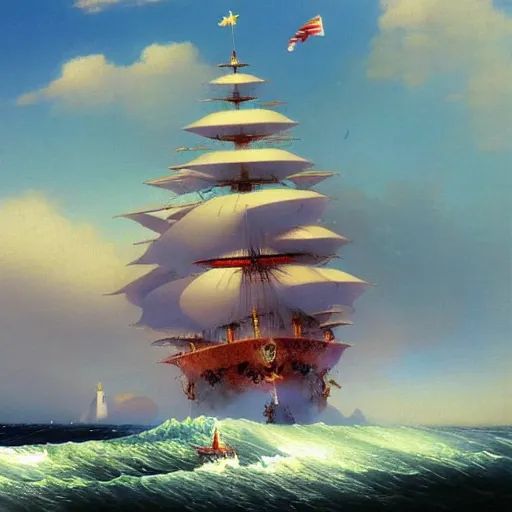 Prompt: Anime one piece ship made by Aivazovsky Ivan