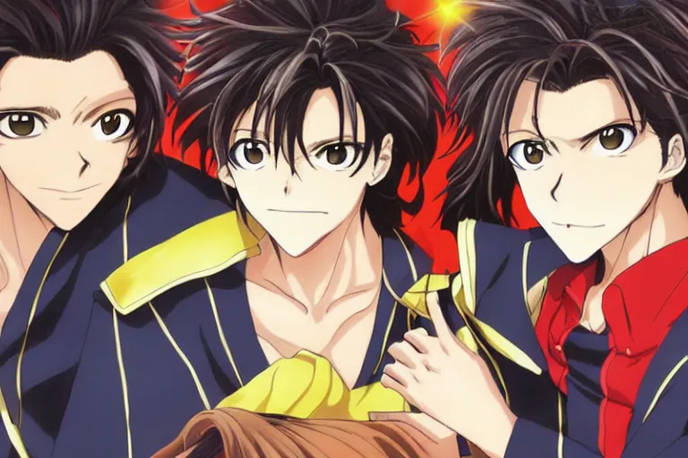 Image similar to Two anime handsome men, clamp