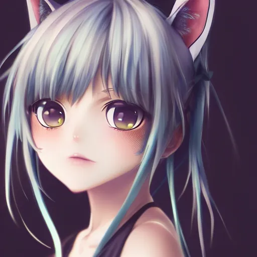 Prompt: nekopara fantastically detailed eyes cute girl portrait with fantastically detailed cat ears dressed like a cat modern anime style, made by Laica chrose, Mina Petrovic, WLOP!!!!!!!!!!!! Cell shading modern anime trending professional digital art unreal Engine 4k 8k