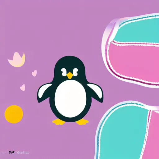 Prompt: a cute penguin flat vector graphic pastel palette