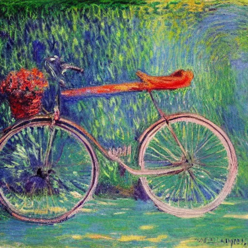 Prompt: a painting of a bicycle by monet