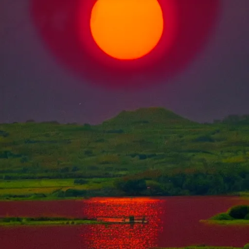 Image similar to Red sun over paradise