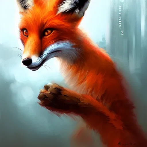 Prompt: A fox doing science by Stanley Artgerm Lau, WLOP, Rossdraws, James Jean, Andrei Riabovitchev, Marc Simonetti, and Sakimichan, trending on artstation