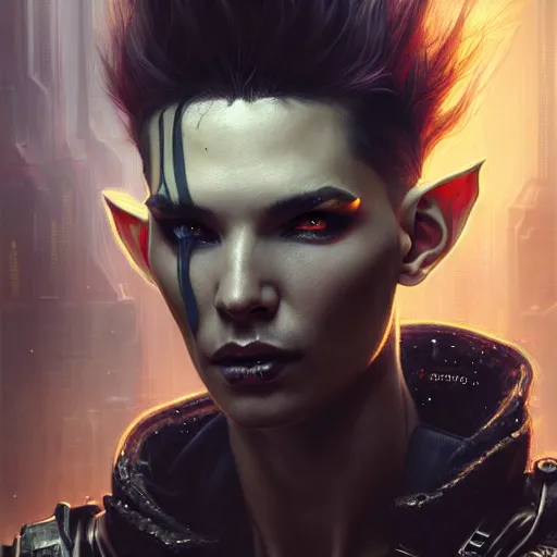 shadowrun; male; elf; punk ganger, mohawk  Shadowrun, Cyberpunk rpg, Sci  fi character art