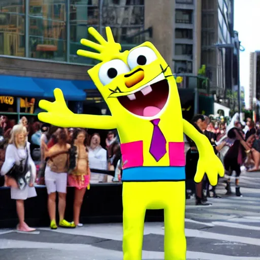 Image similar to furry spongebob street performer