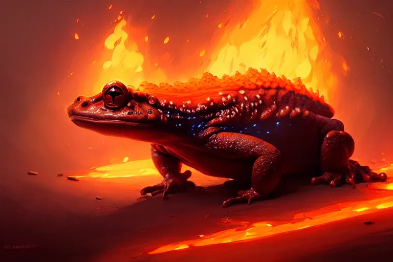 Prompt: fire toad, photorealistic, highly detailed, trending on artstation, by bayard wu, anna podedworna, gaston bussiere, greg rutkowski