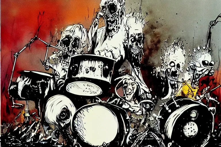 Image similar to drums from hell by ralph steadman