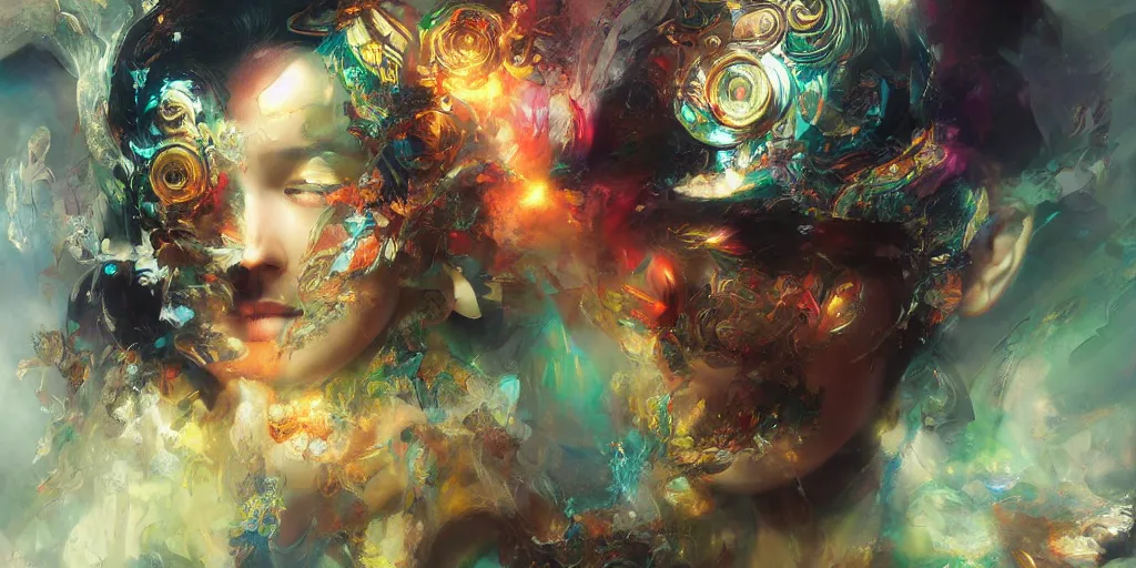 Image similar to Psychedelic visions by Stanley Artgerm Lau, Ruan Jia and Fenghua Zhong