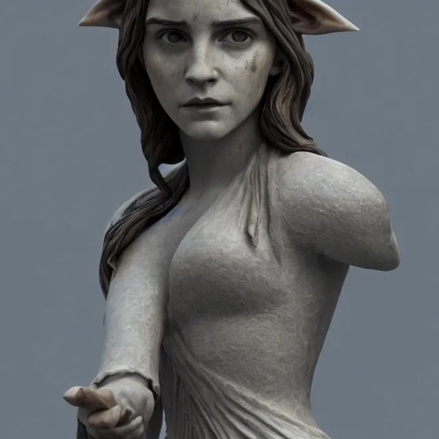 Prompt: marble sculpture of emma watson as an elf warrior, realistic, unreal engine render, octane render, hyper realistic, photo, 8 k, cinematic lighting