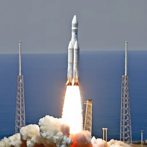 Prompt: a photo of the launch of the space launch system rocket, sls launch, dslr, launch photo