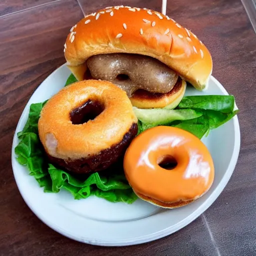 Image similar to cheeseburger with donut buns