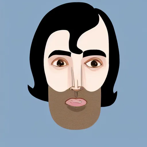 Image similar to gangly 30 year old dark blond man with dark blond hair long on top medium down the sides, blond beard, small chin, rectangular face, thin lips, English heritage, small blue eyes, middle aged, wearing a turtleneck and jacket, pale skin, narrow face, digital art, painterly, cartoon, cute, 8k, illustration, art by loish, painterly, trending on artstation, medium shot, uncropped