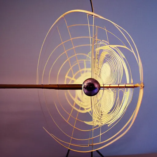 Image similar to a kinetic sculpture of this solar system, orrery, canon 5 d 5 0 mm lens, papier - mache, studio