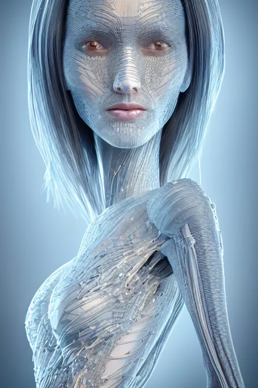 Image similar to biomedical design of an attractive serene android, natural background out of focus, cinematic lighting, intricate, elegant, super highly detailed, art station, concept art, smooth, sharp focus, no blur, no dof, extreme illustration, Photorealism, HD quality, 8k resolution, cinema 4d, 3D, beautiful, delicate, art by artgerm and greg rutkowski and alphonse mucha and loish and WLOP