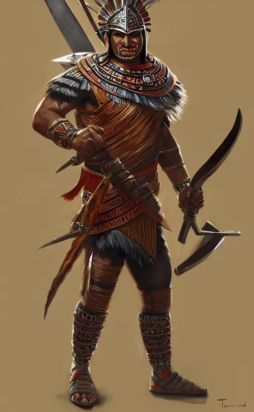 Image similar to fullbody!! aztec warrior with a sword surrounded by lightning, smooth and sharp, trending on artstation, fine details, elegant, dynamic pose, detailed and intricate environment, professional by tatyana kupriyanova and greg rutkowski and raymond swanland