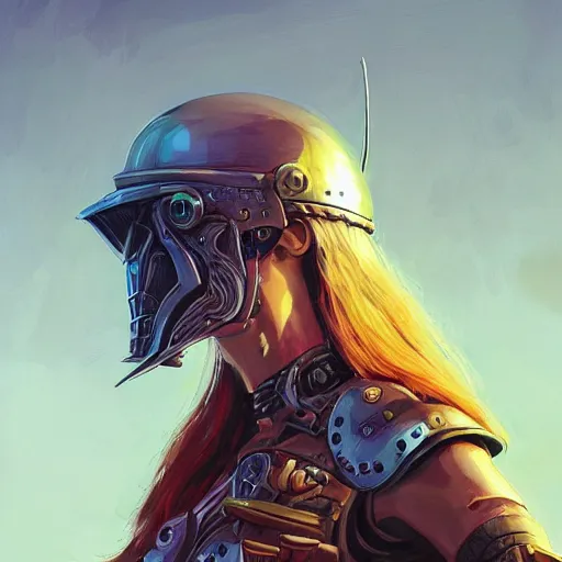 Image similar to cyberpunk viking helmet mask warrior goddess robot ninja fantasy, art gta 5 cover, official fanart behance hd artstation by jesper ejsing, by rhads, makoto shinkai and lois van baarle, ilya kuvshinov, ossdraws