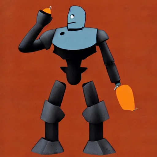 Prompt: the iron giant with orange peel texture, realistic, render