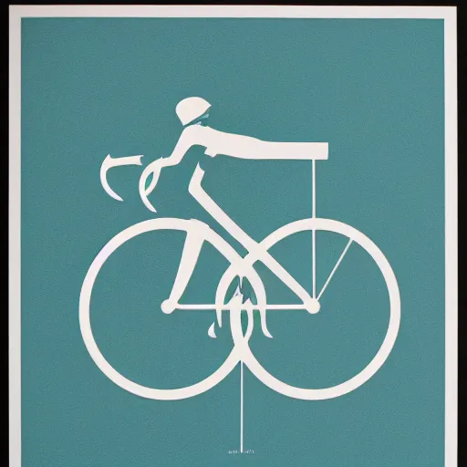 Image similar to olympic cycling by otl aicher, screen printed. silver, blue, green, black. on white paper.