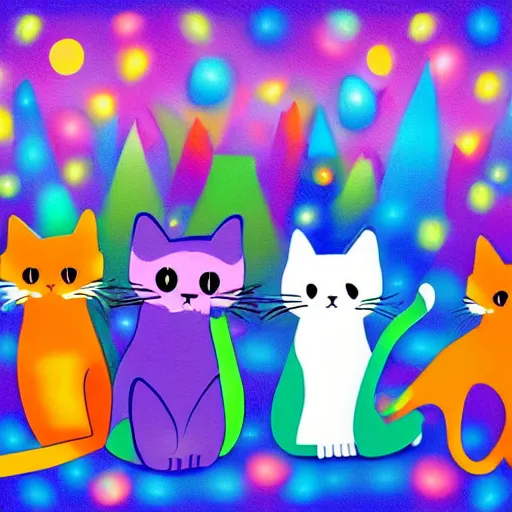 Prompt: cats party digital art