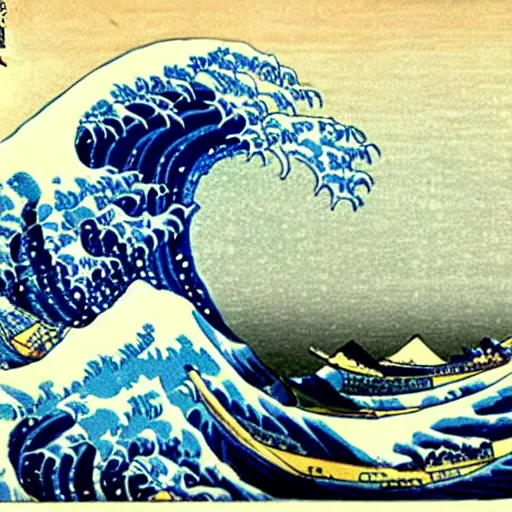 Image similar to the great coffee wave off kanagawa by hokusai, ukiyo - e