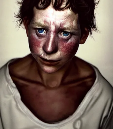 Prompt: a high quality, high detail, photorealistic portrait by james nachtwey and gottfried helnwein, intensly emotional