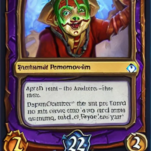 Image similar to a Hearthstone card of Pennywise