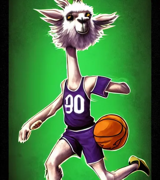 Prompt: photorealistic anthropomorphic llama as larry bird playing basketball in celtics outfit, playing in a nba court, crewson photography, dnd character art portrait, deviantart artstation, by jason felix by steve argyle by tyler jacobson by peter mohrbacher, cinematic lighting