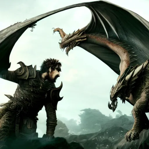 Prompt: drak fights a dragon