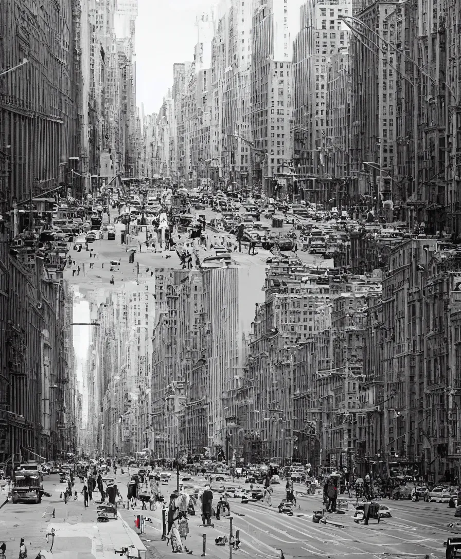 Image similar to constructivism streetview sun people street busy new york