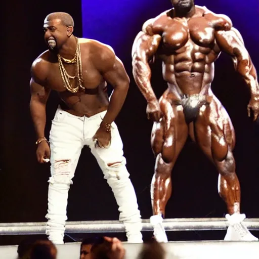 Prompt: kanye west at mr. olympia