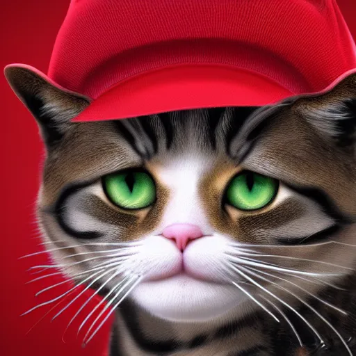 Prompt: photorealistic Cat in red hat