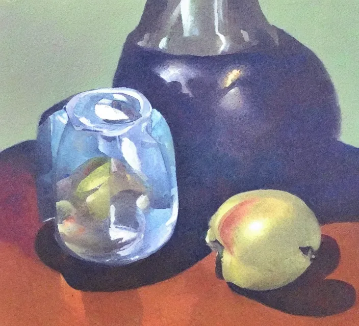 Image similar to a beautiful still life painting by a third-year art student; extraordinary masterpiece!!!!!