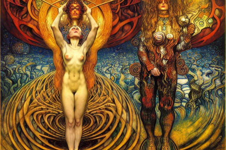 Image similar to Divine Chaos Engine by Karol Bak, Jean Delville, William Blake, Gustav Klimt, and Vincent Van Gogh, symbolist, visionary