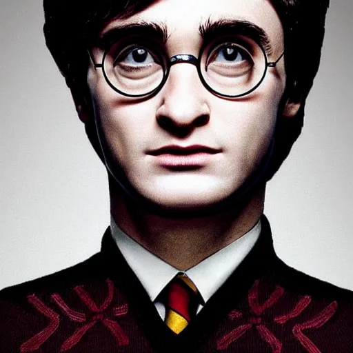 Image similar to Portrait of Harry Potter with highly stylized, geometric face makeup, intricate