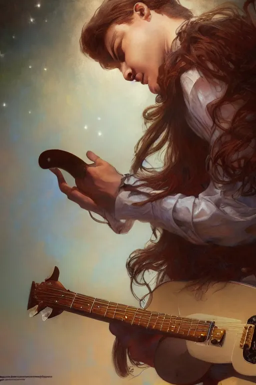 Prompt: fender guitar lost in the space, detailed, 8 k, trending on artstation, smooth, sharp focus artwork by mark arian, artgerm, mark keathley, greg rutkowski and alphonse mucha