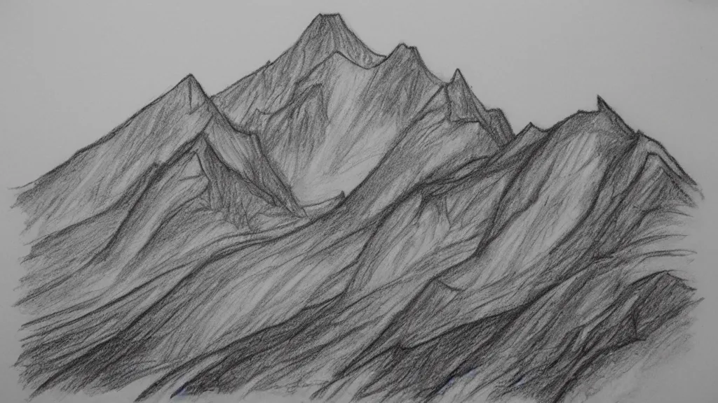 Image similar to pencil sketch mountainous the very crispest, neatest rotation