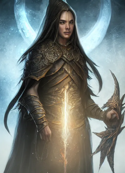 Image similar to archmage, ultra detailed fantasy, elden ring, realistic, dnd character portrait, full body, dnd, rpg, lotr game design fanart by concept art, behance hd, artstation, deviantart, global illumination radiating a glowing aura global illumination ray tracing hdr render in unreal engine 5