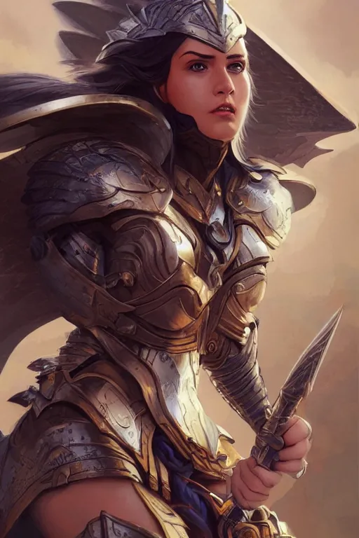 Image similar to amazon valkyrie athena, d & d, fantasy, portrait, highly detailed, headshot, digital painting, trending on artstation, concept art, sharp focus, illustration, art by artgerm and greg rutkowski and magali villeneuve