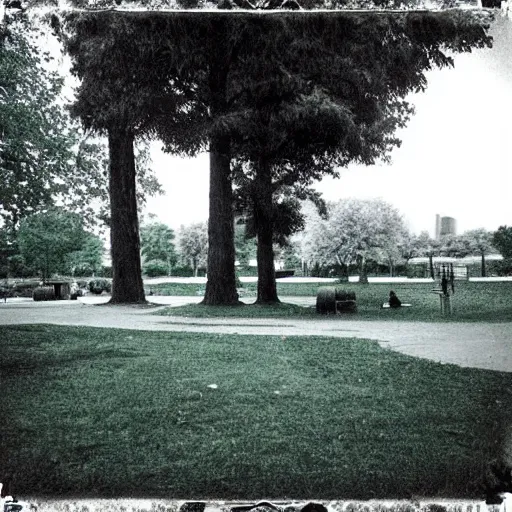 Prompt: gameboy camera dmg gbc photo of a peaceful day at the park. monochrome green and black.