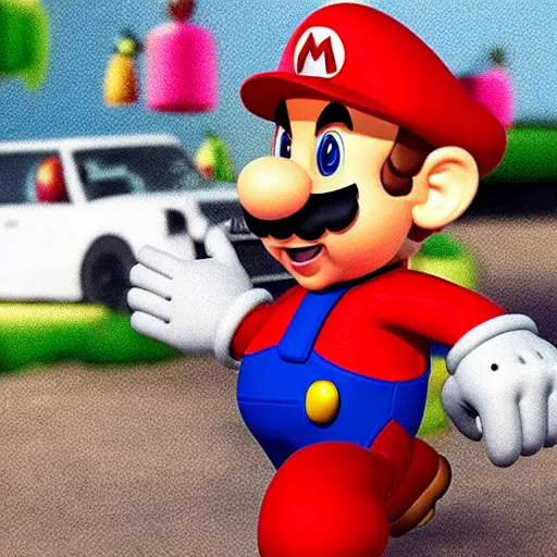 Prompt: Mario visiting Mcdonalds'