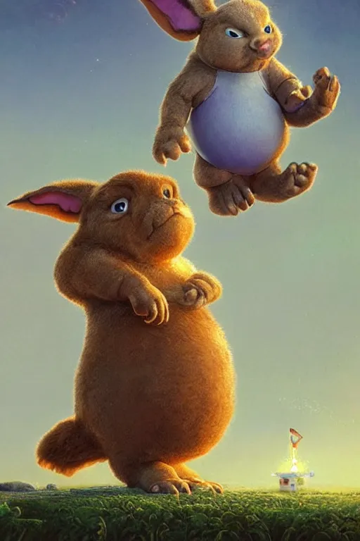 Image similar to cute adorable pixar inspired big chungus, hyper realistic, fantasy art, in the style of chris foss and alan lee, intricate, hyper detailed, smooth