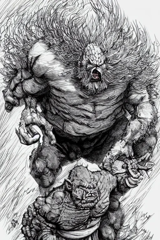 Image similar to hunched ogre, highly detailed, digital art, sharp focus, trending on art station, kentaro miura manga art style