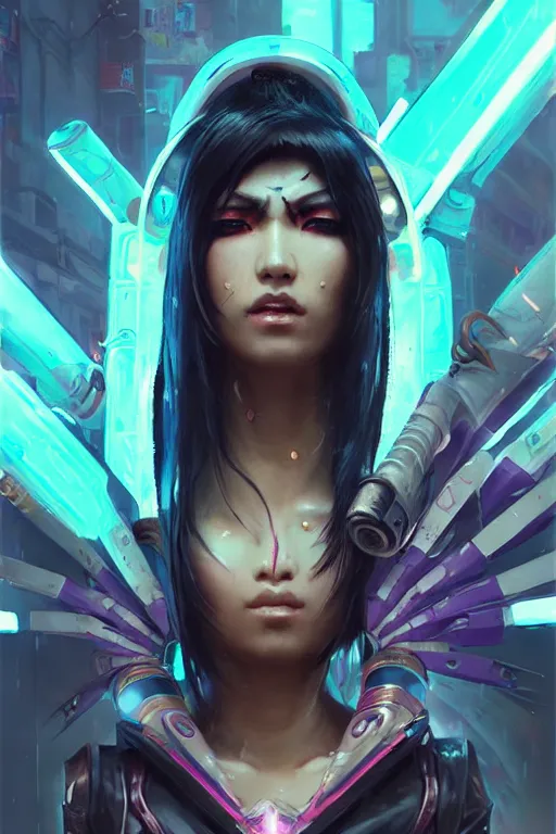 Image similar to akali from league of legends, cyberpunk futuristic neon. wearing ninja face mask decorated with traditional japanese ornaments by ismail inceoglu dragan bibin hans thoma greg rutkowski alexandros pyromallis nekro rene maritte illustrated, perfect face, fine details, realistic shaded, fine - face, pretty face, masterpiece