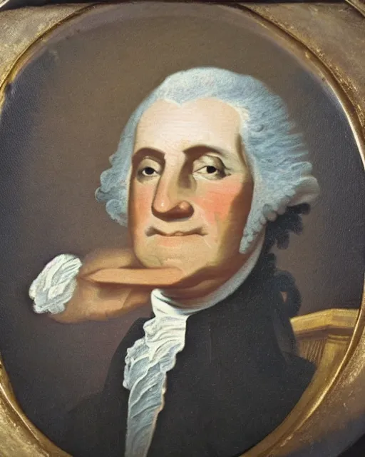Prompt: eighteenth century oil painting of george washington getting absolutely wasted at a bachelor party