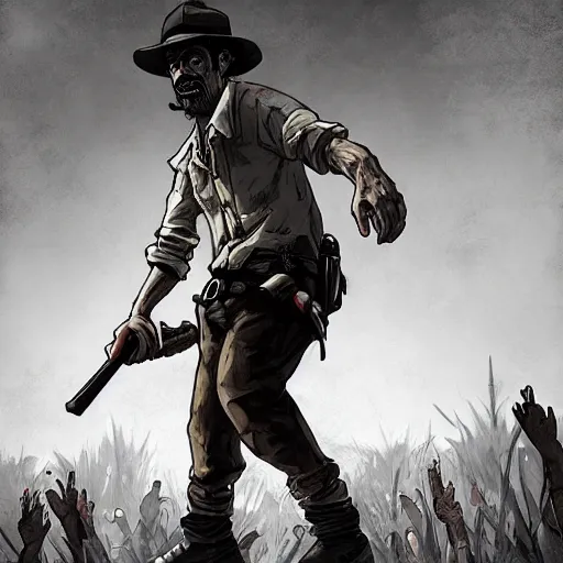 Image similar to don ramon and the chavo del 8 walking dead game telltale, gigachad black and white trending on artstation, painted by greg rutkowski