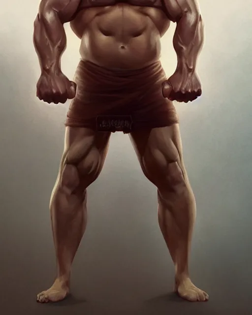 Prompt: gigachad ron swanson bodybuilder in final fight mountain by ilya kuvshinov, ernest khalimov body by krista sudmalis, fantasy character portrait, ultra realistic, concept art, intricate details, elegent, digital painting, smooth, sharp focus, illustration, art by artgerm and greg rutkowski and alphonse mucha, artstation