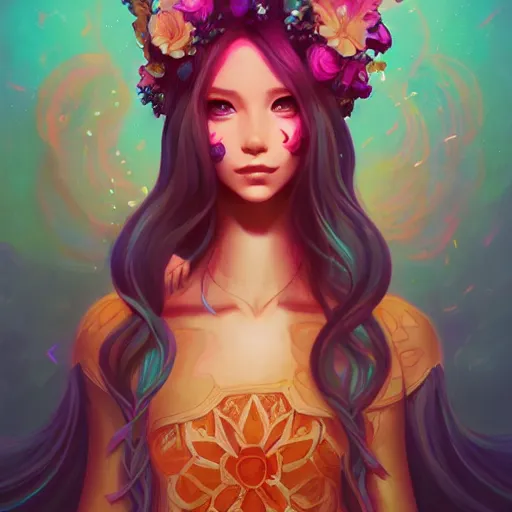 Image similar to a portrait of a beautiful hippie, art by lois van baarle and loish and ross tran and rossdraws and sam yang and samdoesarts, digital art, highly detailed, intricate, sharp focus, Trending on Artstation HQ, deviantart, unreal engine 5, 4K UHD image